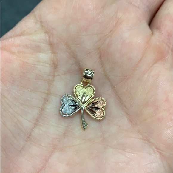 Tri color Heart clover flower Pendant Necklace
